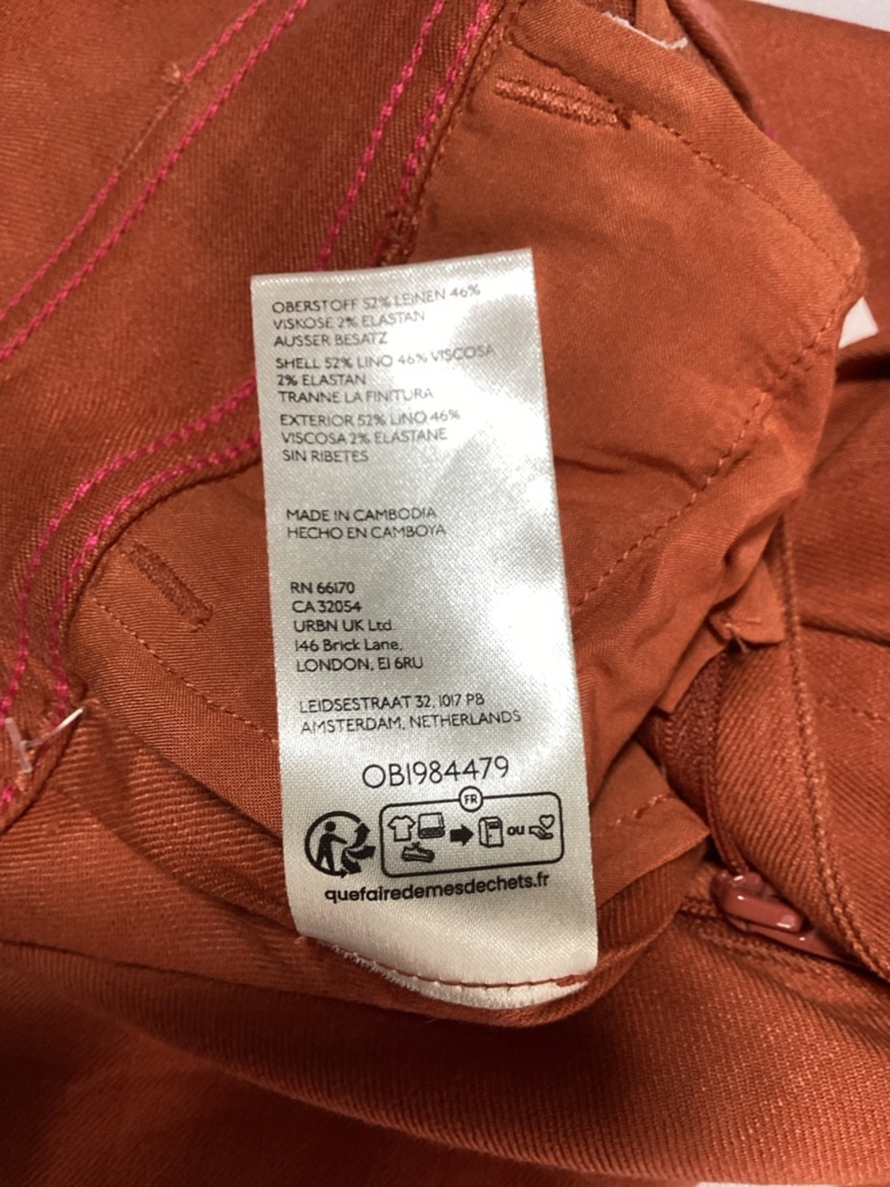Anthropologie Ettie Linen Wide-Leg Cropped Pants in Rust Orange - Picture 9 of 16